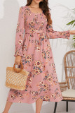 Smocked Long Sleeves Floral Maxi Dress