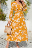 Puff Sleeves Floral Maxi Dress