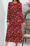 Ruffle Flower Smocked Long Dress