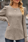 Plain Ribbed Knitting Long Sleeve Top