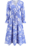 Puff Sleeves Floral Maxi Dress