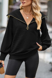 Half Zipper Collar Ribbed Knitting Sweatshirt