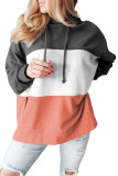 Multicolor Color Block Pocketed Side Slit Hoodie