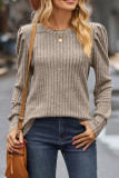Plain Ribbed Knitting Long Sleeve Top