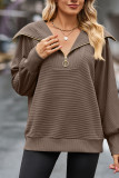 Half Zipper Collar Ribbed Knitting Sweatshirt