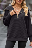 Half Zipper Collar Ribbed Knitting Sweatshirt