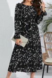 Ruffle Flower Smocked Long Dress