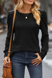Plain Ribbed Knitting Long Sleeve Top