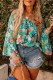 Green Floral Print Frilled Off Shoulder Plus Size Blouse