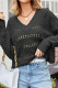 Eyelet V Neck Knitting Sweater