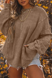 Khaki Exposed Seam Twist Open Back Oversized Sweatshirt