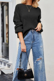 Plain Slope Shoulder Knit Sweater