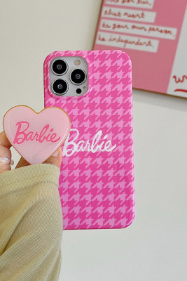Pink Heart Print Houndstooth Phone Case