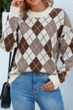 Geometric Knit High Collar Pullover Sweater