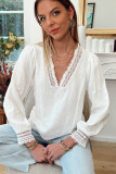 White Lace Patchwork Textured Blouse