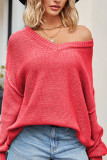 V Neck Stitching Pullover Sweater
