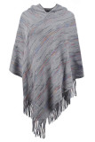 Tassle Knitting Hooded Cape Top