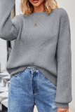 Plain Slope Shoulder Knit Sweater