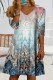 Gradient Paisley Print Mini Dress