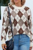 Geometric Knit High Collar Pullover Sweater