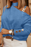 Plain One Shoulder Chain Strap Long Sleeves Top