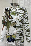 Multicolor Map Print Button Blouse