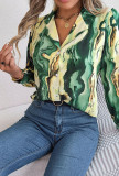 Multicolor Abstract Print Open Button Blouse Shirt