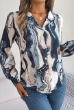 Multicolor Abstract Print Open Button Blouse Shirt
