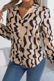 Scallop Print Button Blouse Shirt