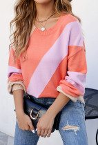 Colorblock Knitting Pullover Sweater