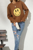 Smile Face Raw Hem Knitting Sweater
