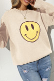 Smile Face Raw Hem Knitting Sweater