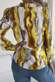 Multicolor Abstract Print Open Button Blouse Shirt