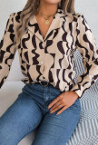 Scallop Print Button Blouse Shirt