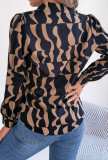 Scallop Print Button Blouse Shirt