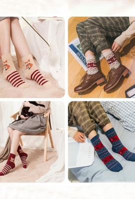 Christmas Wool Mid Calf Socks