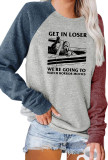 Get In Loser Halloween Color Block Sleeves Plus Size Top