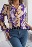 Multicolor Abstract Print Open Button Blouse Shirt