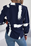 Paint Print Turn Down Collar Button Blouse Shirt