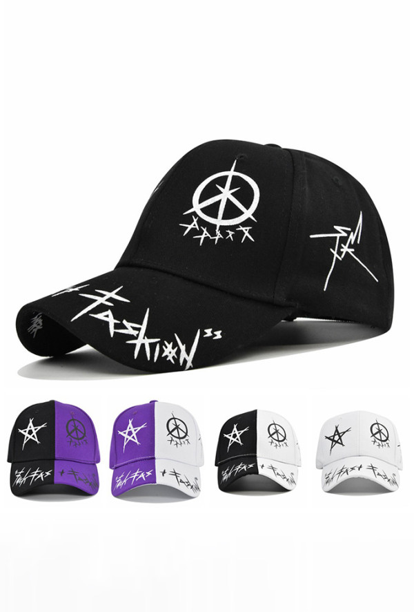 Color Block Star Print Baseball Hat MOQ 3pcs