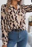 Scallop Print Button Blouse Shirt