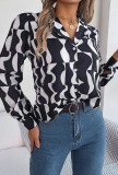 Scallop Print Button Blouse Shirt