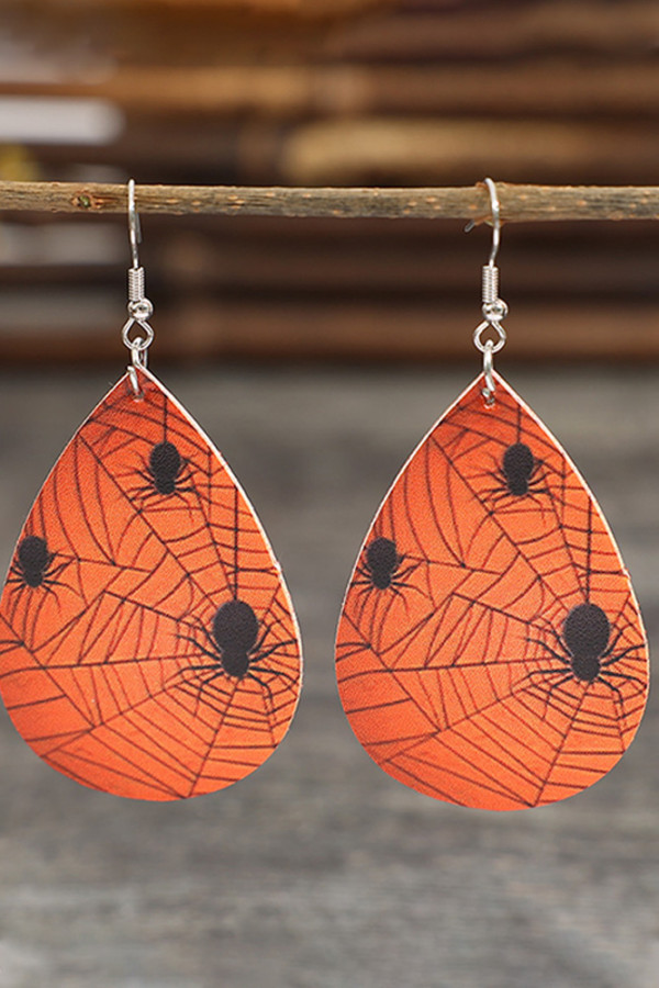 Halloween Spider Leather Earrings
