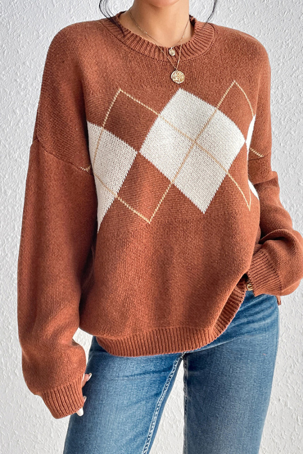 Diamond Knit Pullover Sweater