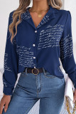 Letter Print Button Up Long Sleeves Shirt