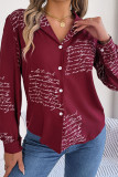 Letter Print Button Up Long Sleeves Shirt