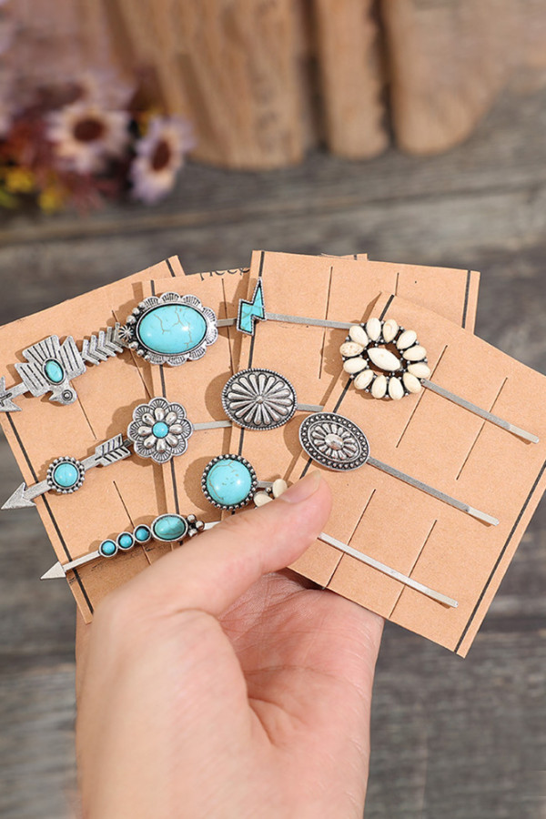 Turquoise Western Hair Clip MOQ 5pcs