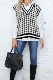 Plaid V Neck Knit Vest