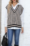 Plaid V Neck Knit Vest