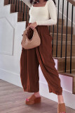 High Waist Drawstring Pockets Wide Leg Pants